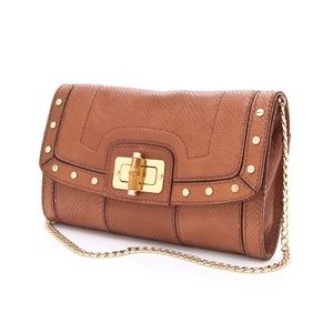 NWOT Milly Kelsey Embossed Snake Clutch with Chain